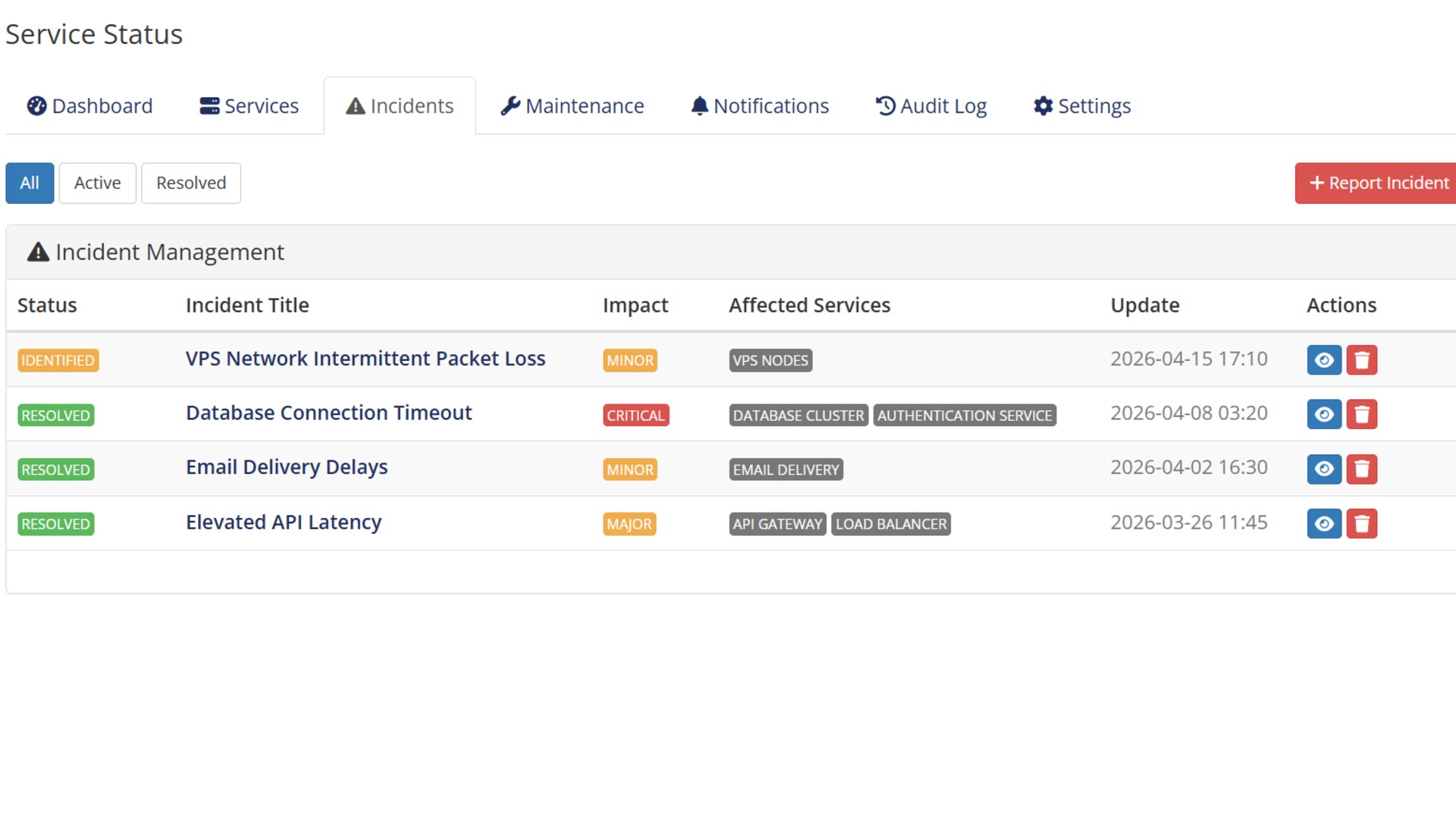 Service Status banner 3